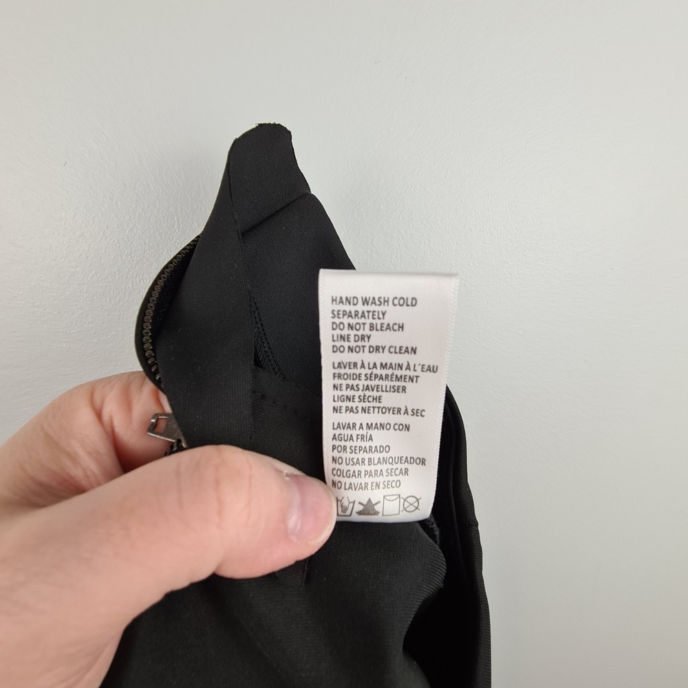Good American Scuba Pintuck Slim Flare Trousers Size 0 Black High Rise Side Zip - Picture 11 of 11